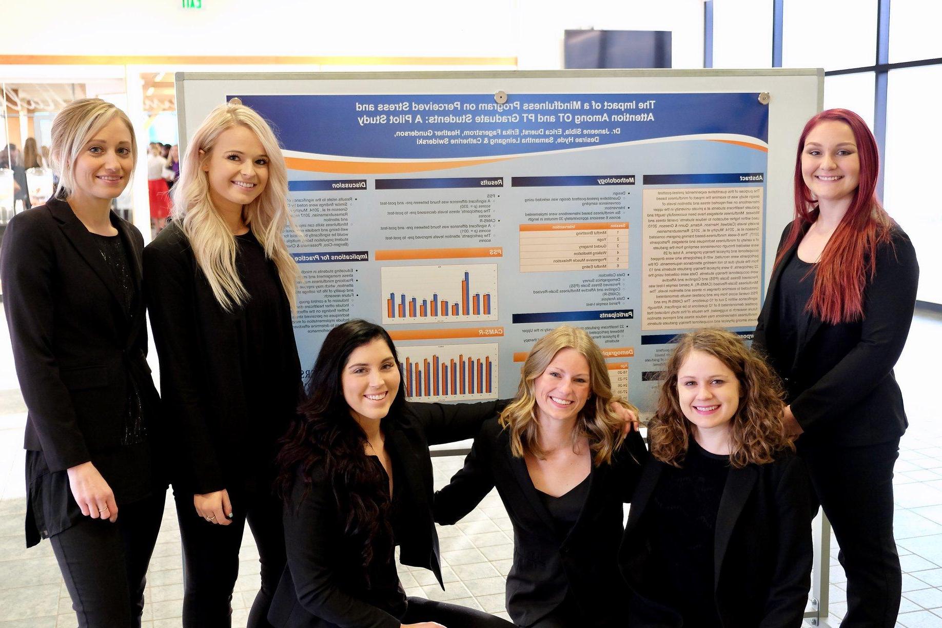 Students standing in front of their science board